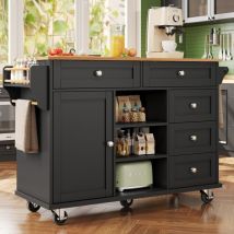 Moderner Schwarzer Speisewagen Mit 134x46x92cm,praktischer Aufbewahrungsschrank Mit Schubladen,mobiles Und Festes Design Für Heimküchen Ideal Geeignet
