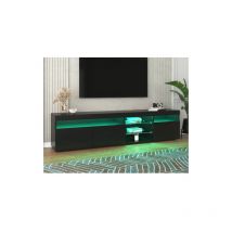 Moderner schwarzer TV-Schrank, Panel-Leuchte, dimmbare LED-Beleuchtung, Wohnzimmer und Esszimmer 180 cm, 180 x 35 x 45 cm