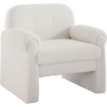 Wahson Office Chairs - Moderner Sessel Ohrensessel mit Armlehnen Relaxsessel mit Holzbeinen für Wohnzimmer/Schlafzimmer, Teddystoff, Weiß