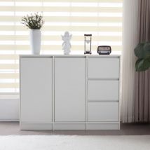 Okwish - Moderner Sideboard-Schuhschrank mit viel Stauraum, zwei Türen und drei Schubladen mit verstellbarem Einlegeboden für Esszimmer, Wohnzimmer
