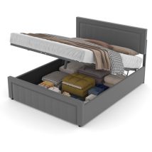 Modernes Bett Mit Aufbewahrungsbox 140x190cm Aus Grauem Samt Nashville