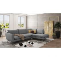 S-style Möbel - Modernes Ecksofa Lisa mit Metall Füßen, Grau Luxusmicrofaser