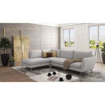 Modernes Ecksofa Lisa Mit Metall Füßen, Silber Luxusmicrofaser