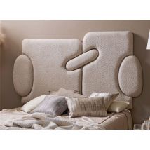 Modernes Kopfteil, Weiches Beigefarbenes Frottee, 185 Cm. 185 X 15 X 100 Cm