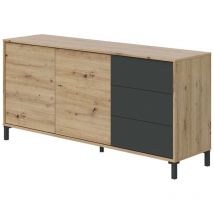 FRS - Highboard Concord, Modernes Sideboard mit 2 Türen und 3 Schubladen, Buffet im Wohnzimmer, Fernsehschrank, Sideboard für Wohnzimmer, cm