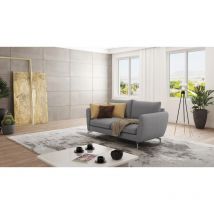 S-style Möbel - Modernes Sofa 2-sitzer Lisa Mit Metall Füßen, Grau Microfaser