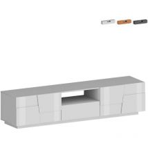 Moderner Tv-stand Chiron Mit 4 Türen Und Schublade, 220x45x46 Cm - Weiß Glänzend