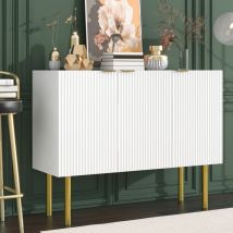 Credenze e buffet 120x42x93cm con 3 ante, mobile cucina, ripiani regolabili, gambe in metallo, mdf, cucina/soggiorno/sala da pranzo, bianco - Modfu