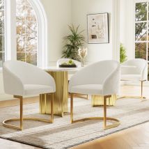 Sedie da pranzo (4pz), poltrona, design a sbalzo, soggiorno/sala da pranzo/camera da letto, gambe in metallo, velluto ad anello, beige - Modfu