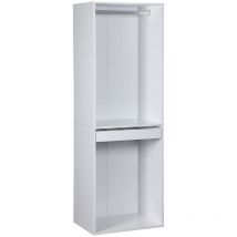 Modular open wardrobe rail unit, 60x45x180cm, Modulo, 1 clothes rail, 1 trouser rack, White - White