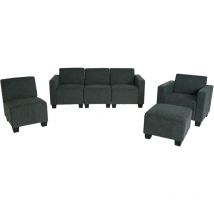 HHG - Modular Sofa-System Ensemble de canapés Lyon 3-1-1-1, tissu/textile, gris anthracite