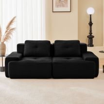 Modulares 2-sitzer Sofa In Cordvelours – Tiefenkomfort, Wolken-design Ohne Starre Struktur, 2 Weiche Kissen - Schwarz