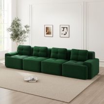 Modulares 4-sitzer-sofa Aus Cord, 32d-elastik, Rahmenlos, Ergonomisch, Extra Tiefe Sitze, 382 X 104 X 69 Cm, Grün