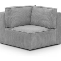 Homifab - Module d'angle à droite en velours côtelé gris clair - Harper Mod