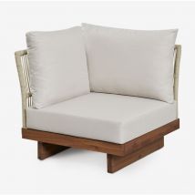 Module d'angle pour canapé modulaire de jardin en bois d'acacia et corde tressée Dailin Sklum