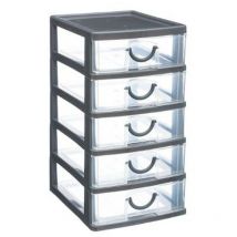 Module de Rangement 5 Tiroirs 26cm Gris