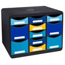 Exacompta - Module de rangement Storebox 11 tiroirs - noir/bleu