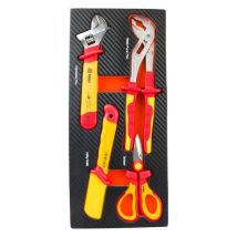 Fischer Darex – Module mousse 4 outils VDE 1000V pour servante d'atelier – Coffret multi-outils – Dimensions : 210 mm, 250 mm, Matières : mousse haute