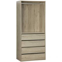 Sweeek - Module dressing avec 4 tiroirs et 1 penderie naturel. panneaux stratifiés