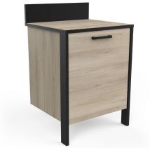 Miroytengo - Module Bas de Cuisine Industriel Kronberg Chêne et Noir 64CM