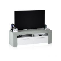 Mueble tv Ambit Blanco Artik (Blanco Mate) - Gris Cemento 120cm (ancho) x 40cm (alto)