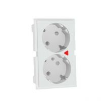 Módulo enchufe doble schuko con obturador de seguridad y piloto luminoso de Mmconecta Blanco