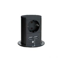 modulo enchufes elevator 1schuko+2usb negro alum.anod.negro mate. pure black.