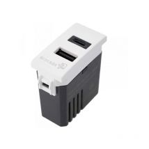 Modulo Presa Caricatore usb 5V 3A usb-a + usb-c Colore Bianco Compatibile Con Bticino Living e Vimar Plana
