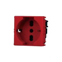 Ettroit - Prises Schuko compatible Vimar Plana 2P+T 10/16A 250V couleur rouge EV2116