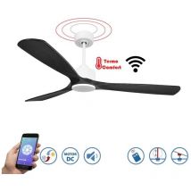 Modulo Slim - Super destratificateur et ventilateur DC 166 cm blanc pales bois noir idéal 30 à 60 m²