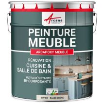 Arcane Industries - Möbelfarbe Für Küche Und Bad : Buntlack - Möbelfarbe Abwaschbar - Möbellack - Epoxidfarbe | Epoxyfarbe - Creme-weiß Ral 9001 - Kit