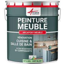 Arcane Industries - Möbelfarbe Für Küche Und Bad : Buntlack - Möbelfarbe Abwaschbar - Möbellack - Epoxidfarbe | Epoxyfarbe - Weiß-grün Ral 6019 - Kit 