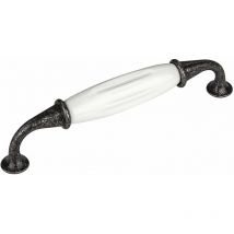 Porzellangriff johanna ba 128 mm Antik-Silber-Weiß