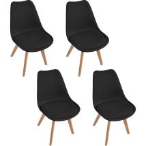 Mog Casa - 2 Sillas de comedor con piernas de madera y asiento estéril con piel sintética Blanco