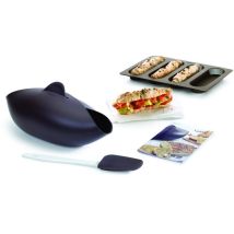 Lékué Pane Guscio/stampo Per Baguette Set, Silicone, Marrone, 30 X 25 X 15 Cm