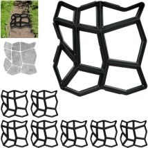 Relaxdays - Set de 8 Moldes para Hormigón, Forma Irregular, Plantilla Cemento, Pavimentación Caminos o Entrada, 4 x 42 x 42cm, Negro