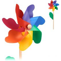 Relaxdays - Molinillo de Viento Set 2, Juego de Viento, Molinos de Viento para Balcón, Jardín, Madera y pp, Multicolor