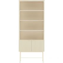 Drawer - Bibliothèque 4 niches, 2 portes en bois et métal H200cm - Crème - molly