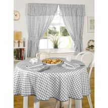Molly Charcoal Gingham Check Kitchen Curtains Pencil Pleat 46x48 Dining Room Linen - Multicoloured