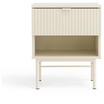 Drawer - Table de chevet 1 tiroir, 1 niche en bois et métal - Crème - molly