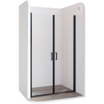 Moments Of Glass Puerta De Ducha Stella Abatible, Rango De Ajuste 97-100 Cm, Altura: 190 Cm, Vidrio Templado Esg 6 Mm Transparente Con Nano, Perfiles 