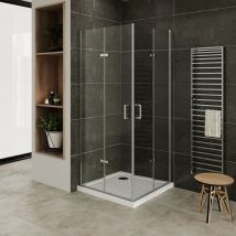 Mampara de Ducha MATILDE 11 – 95x115x190 cm Cabina de Ducha Cuadrada o Rectangular con Apertura de Puerta, Perfiles de Aluminio Cromo y Vidrio