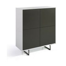 Momma Home Aparador De Comedor Blanco Y Gris Mod. Tibet Medidas 110 X 45 X 125 Cm