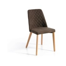 Momma Home - Set De 2 Sillas - Modelo Salem - Color Marron/roble - Material Tela/roble