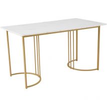 L&h-cfcahl - Table de salle à manger 140 x 80cm,(1-St), table de cuisine moderne, structure en métal Table de salle à manger rectangulaire en marbre