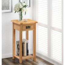 Monchique Oak Tall Console Table with Drawer & Shelf, Wooden Console Table, Telephone Table, Narrow Console Tables for Hallway Slim, Side Table for