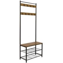 Mondeer Appendiabiti Da Terra, Appendiabiti Ingresso, Stand Appendiabiti Con Scarpiera 9 Ganci, 175cm, Stile Industriale, Per Ingresso Corridoio 