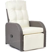 Mondeer - Salon de jardin chaise longue de jardin en rotin pe avec dossier réglable et base pivotante à 360° gris et beige