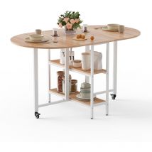 Table pliante mobile table de cuisine multifonctionnelle 140 x 80 x 75 cm Chêne Mondeer