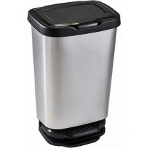 Mhome - cubo con pedal 40 litros con cierre amortiguado 39x29x63,5cm color plata/negro mondex